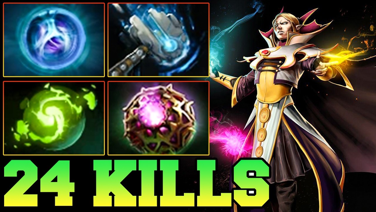 24 Kills Invoker Solo Match Carry ! Invoker Dota 2 Guide Combo Mid Spells Pro Beginner Tutorial 7.41