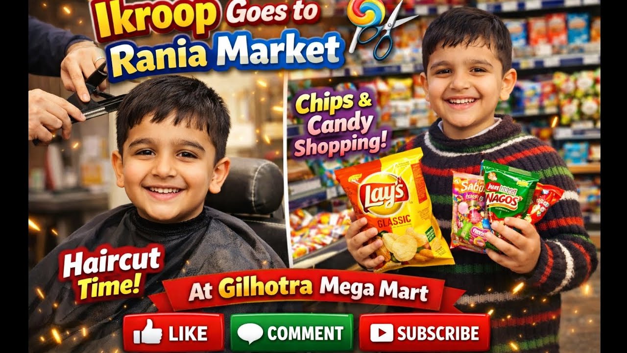 Ikroop Goes to Rania Market🍭✂️Haircut & Chips Shopping at Gilhotra Megamart @Ikroop-singh-bajwa2020 