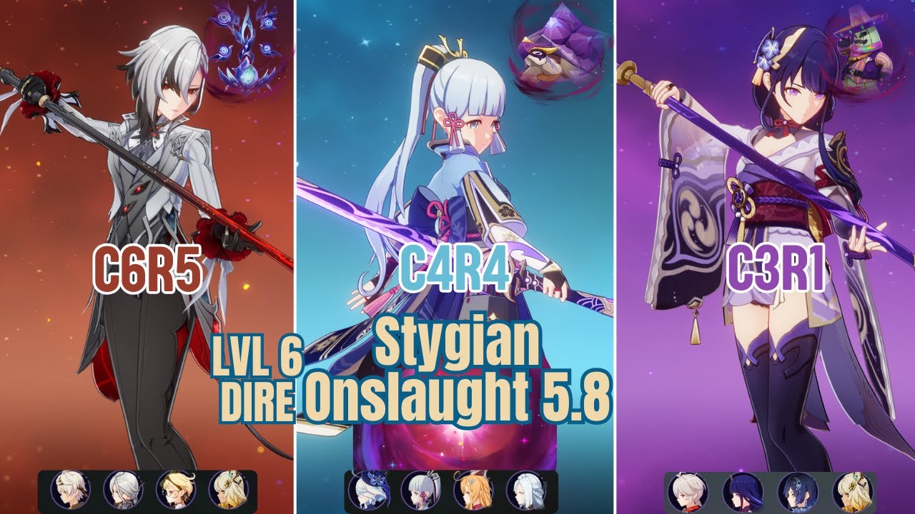 Stygian Onslaught Lvl 6 Dire 5.8 C6 Arlecchino & C4 Ayaka & C3 Raiden