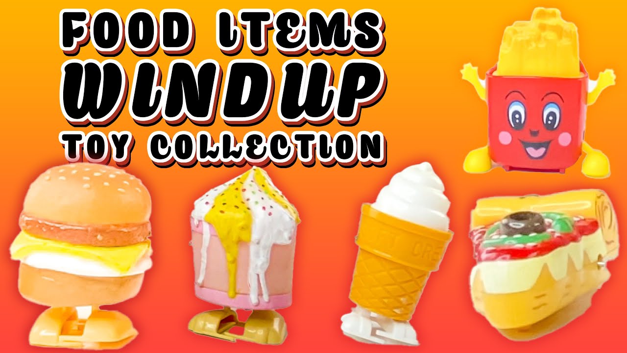 Food Items Windup  Toy Collection | Walking Burger, Fries, Ice Cream, Sundae, Pizza
