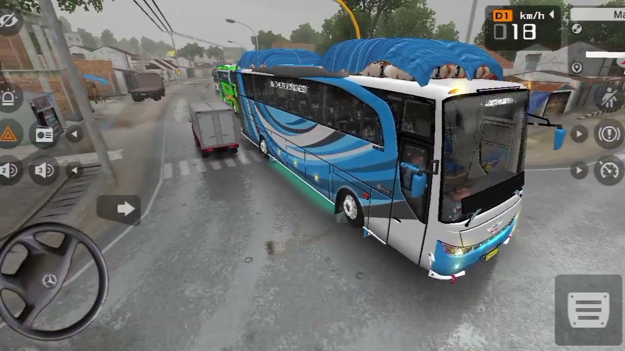 PERJALANAN BUS JB1OLD YUDIST MANS GAMING ASMR RAIN DRIVE BUSSID V4.4.1 GASKEUN LUR MAMUJU