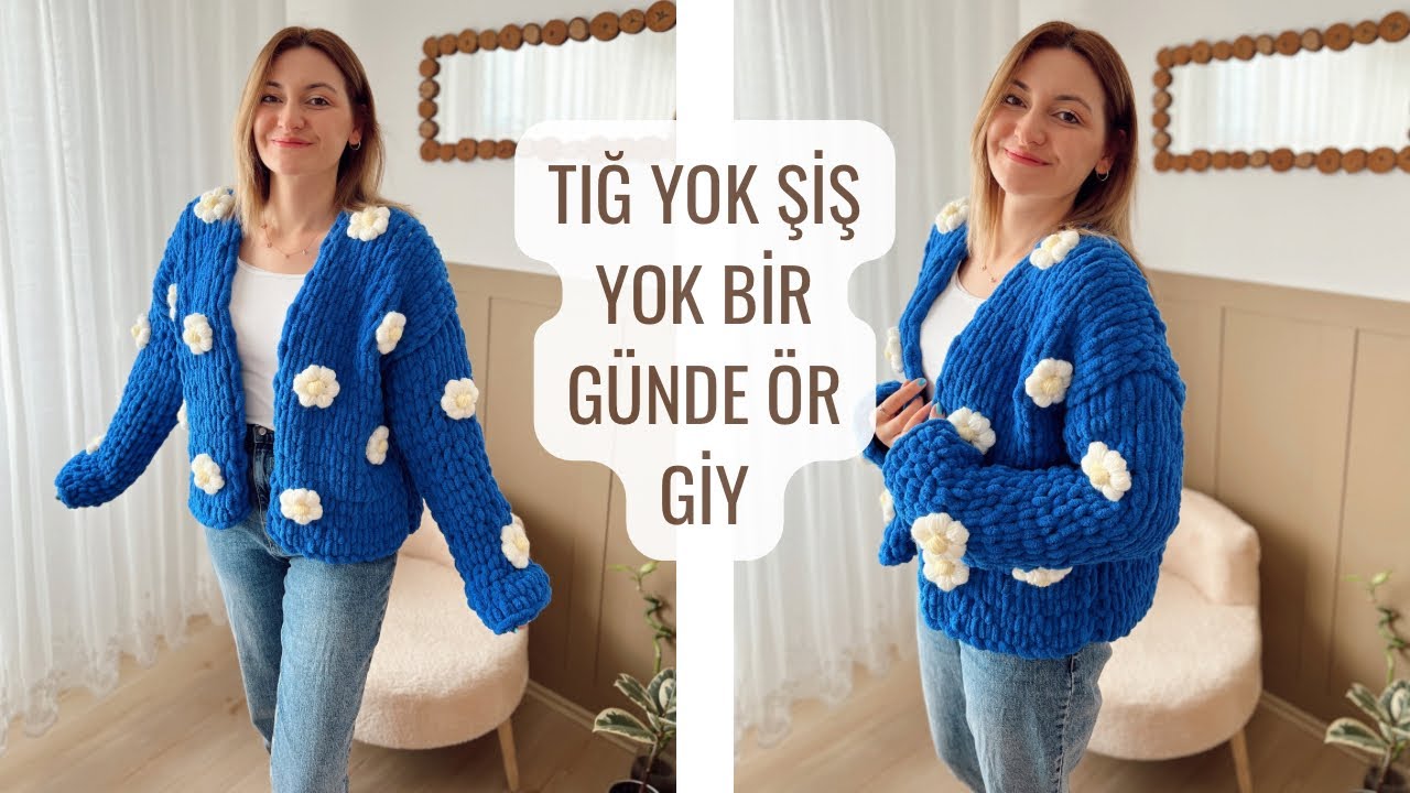 ALİZE PUFFY İLE KOLAY HIRKA YAPIMI 🌸 ÖRGÜ HIRKA