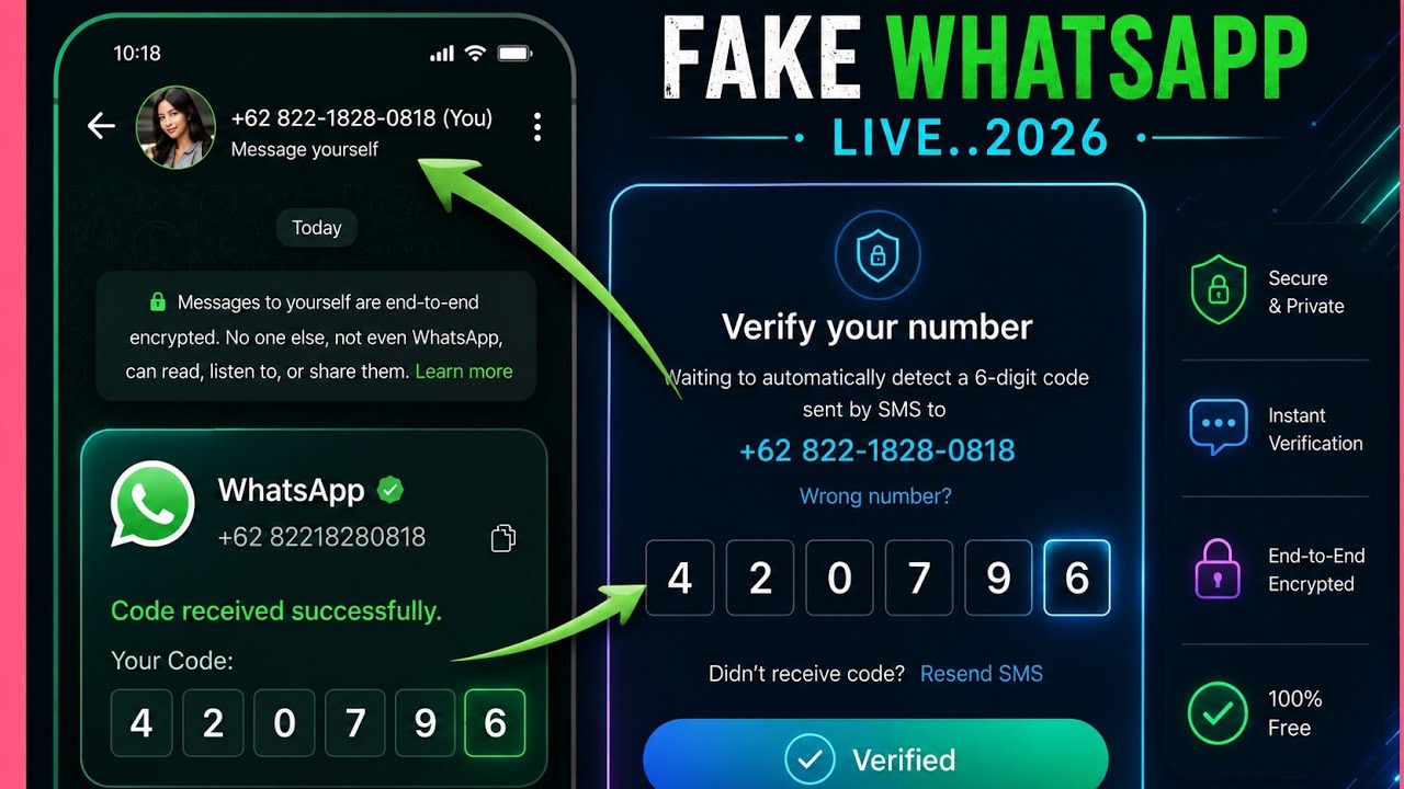 Live_Create unlimited Fake Whatsapp account 2026_Fake Whatsapp kaise banaye_virtual number