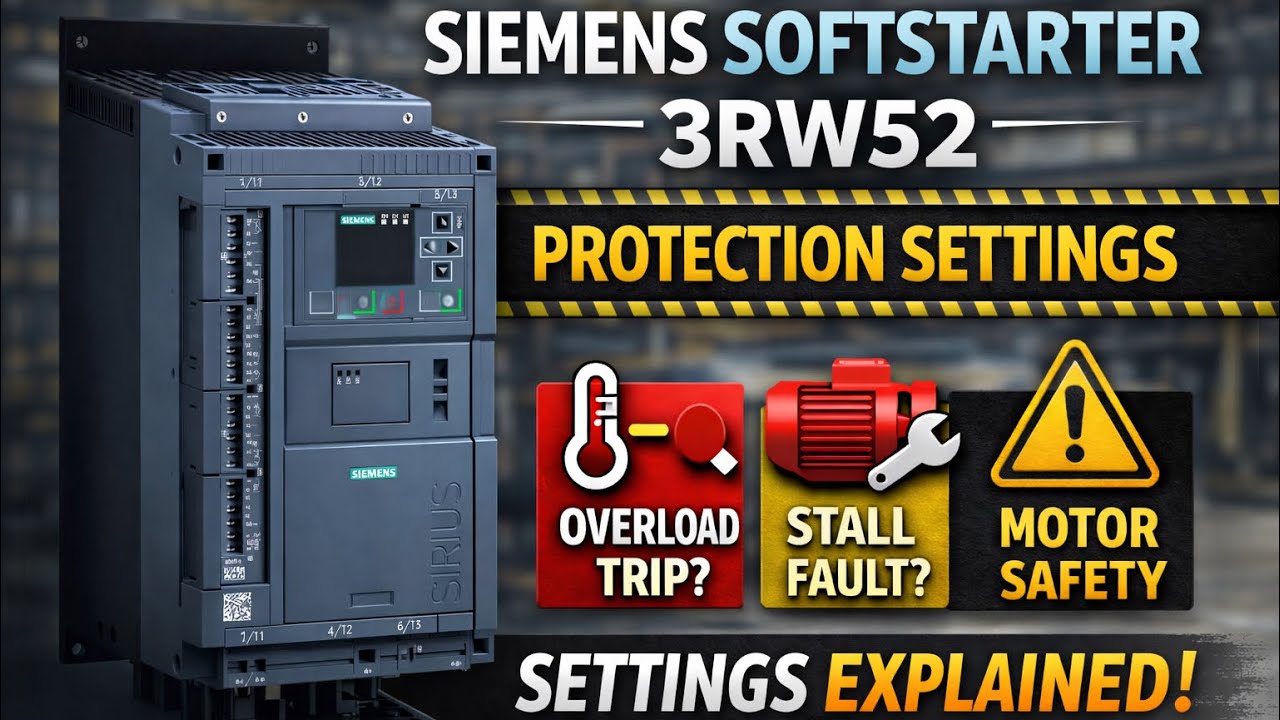 Siemens Softstarter 3RW52 Protection Settings Explained | Overload, Stall & Motor Safety