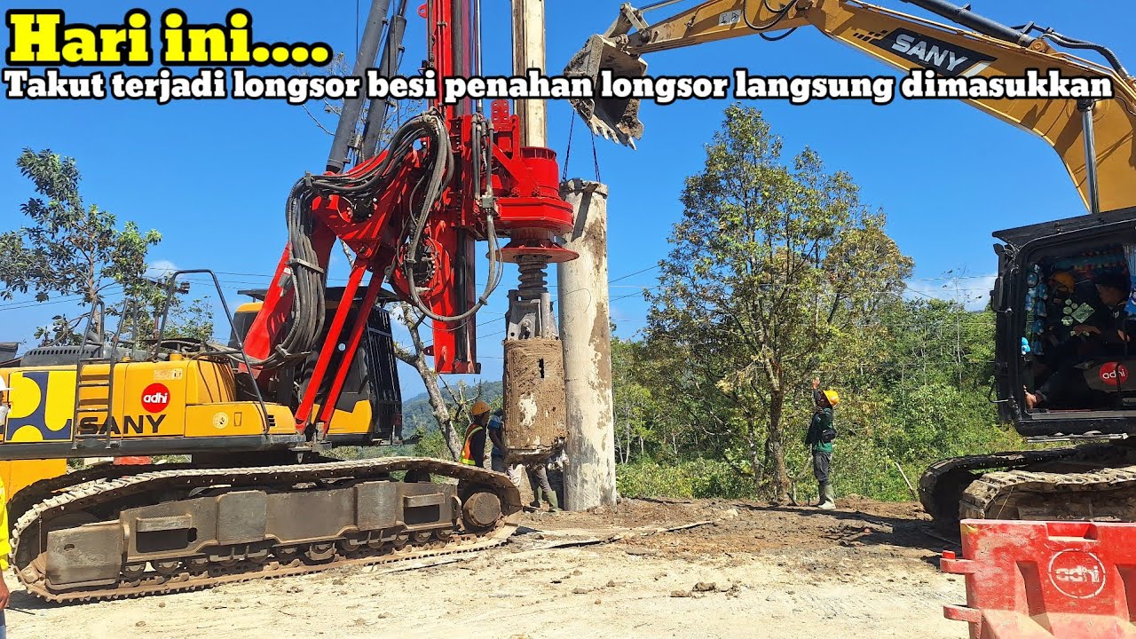 Hari ini‼️Takut terjadi longsor besi raksasa penahan longsor langsung dimasukkan 