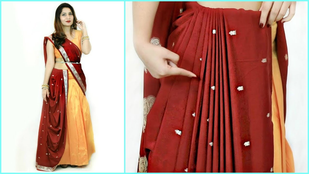 पुरानी सिल्क साड़ी से बनाये डिज़ाइनर साड़ी - How To Wear Lehenga Saree Perfectly | Anaysa