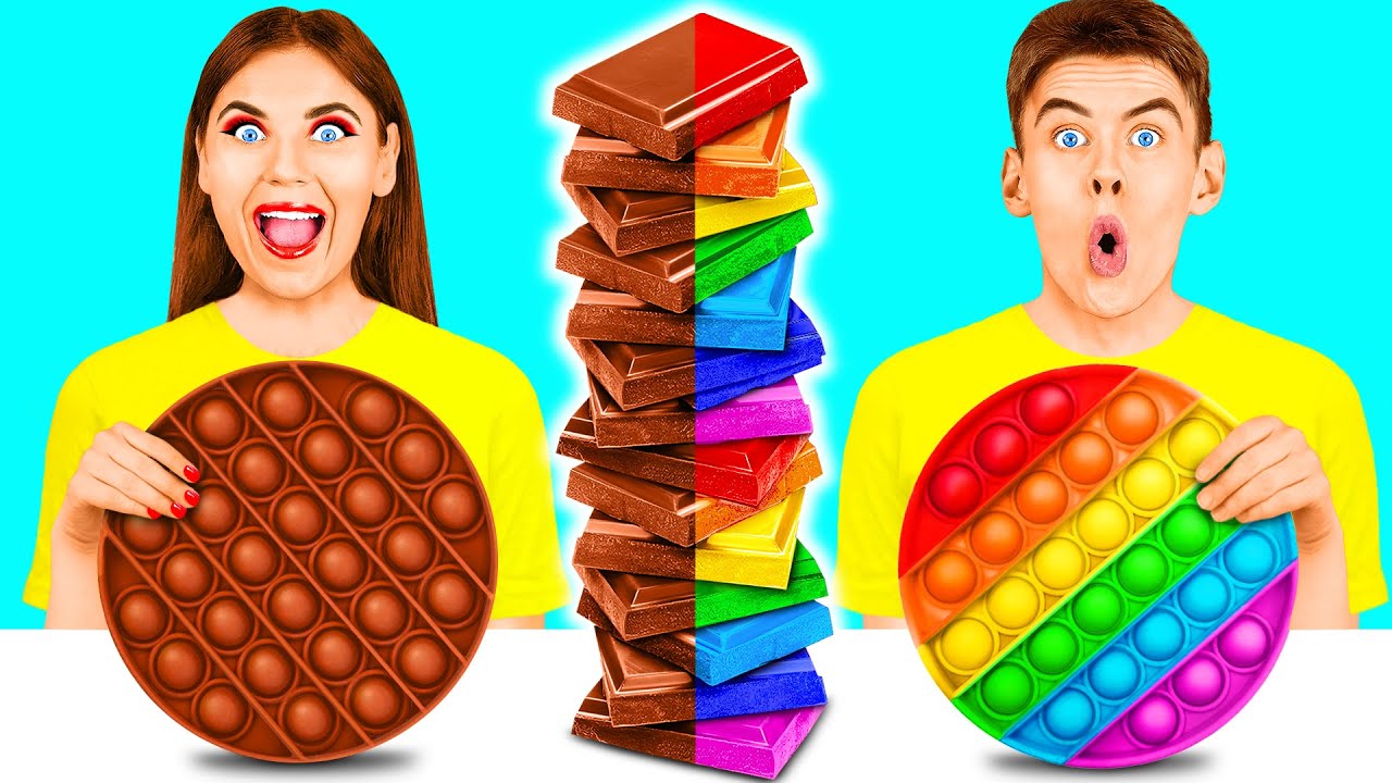 Pop It ג'לי vs Pop It שוקולד vs Pop It אמיתית אתגר FUN FOOD
