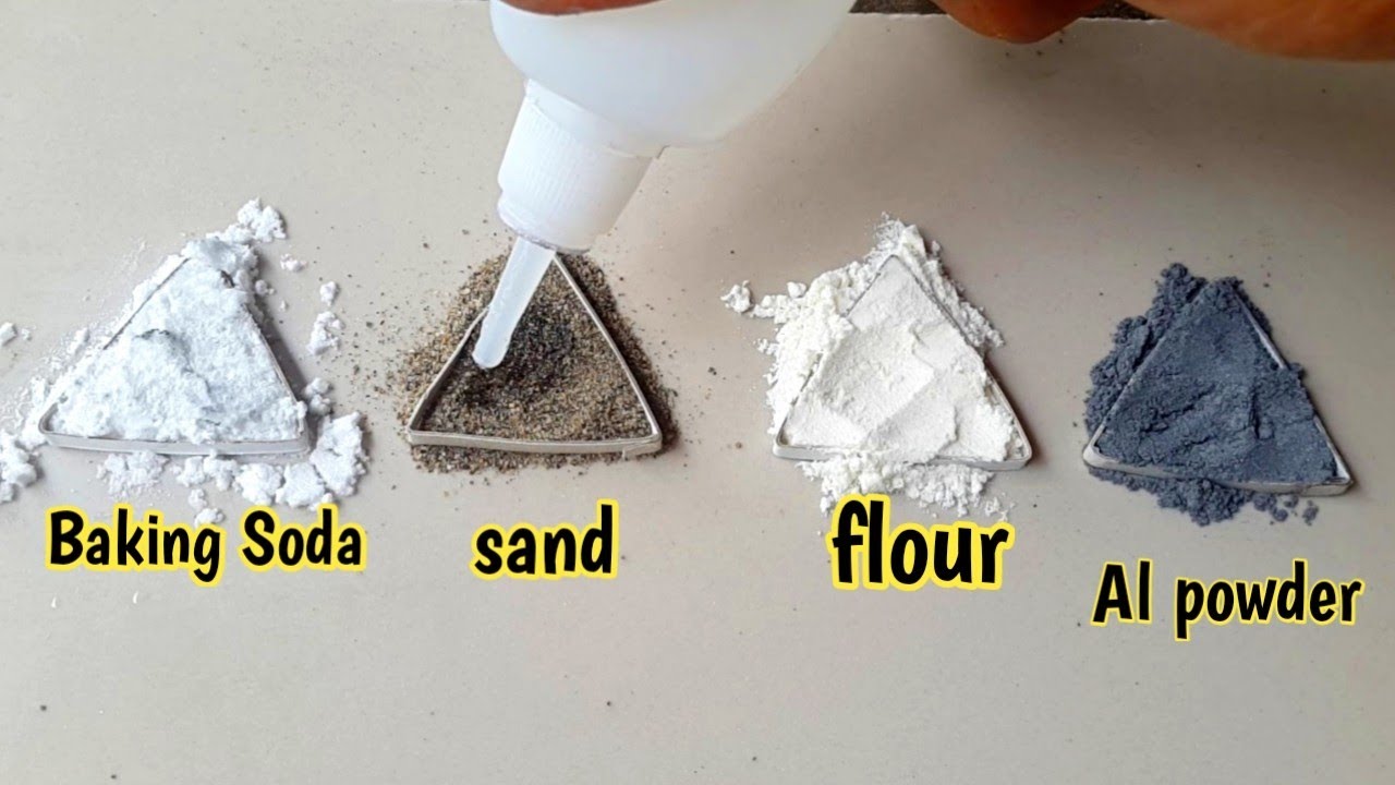 SUPER GLUE and baking soda,sand,flour