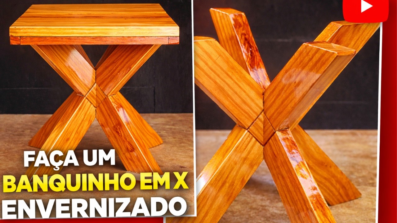 BANQUINHO DE MADEIRA EM X