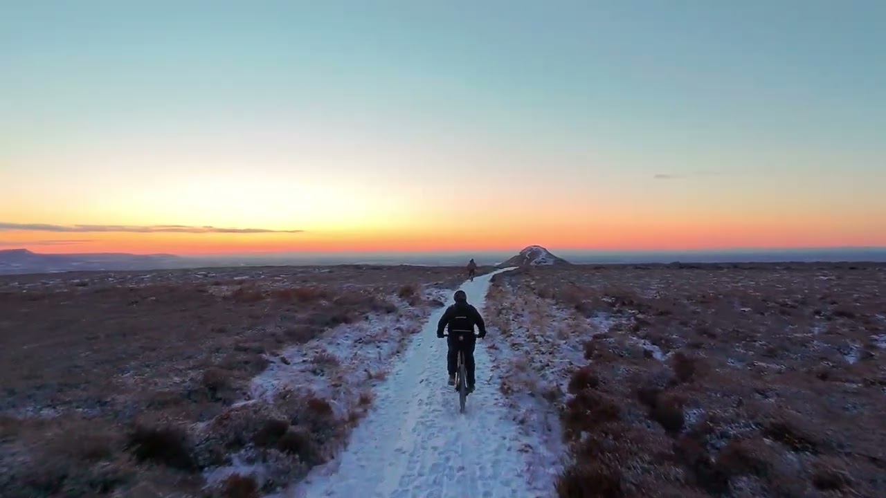 Evening ride. Roseberry Topping. Guisborough woods. 05/01/2026 E-bike. Snow and ice. DJI NEO drone