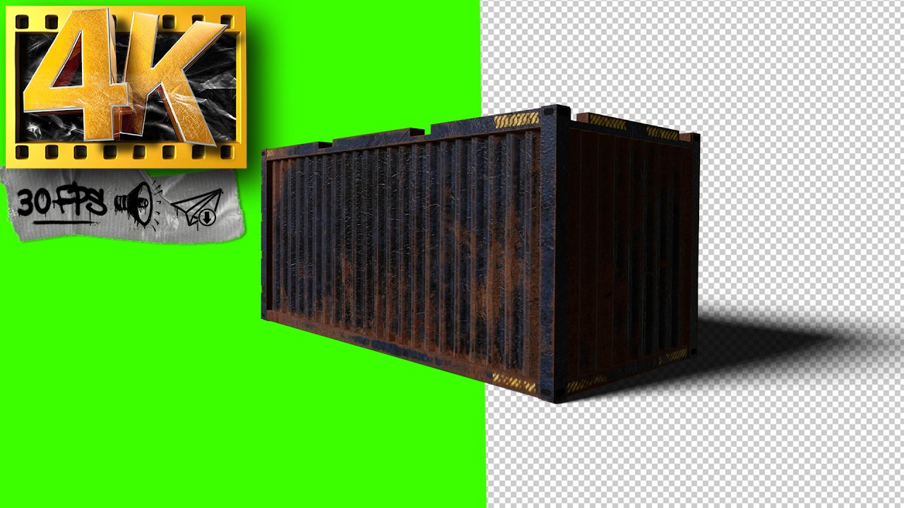 4K Freight Container Falling | VFX - Green Screen