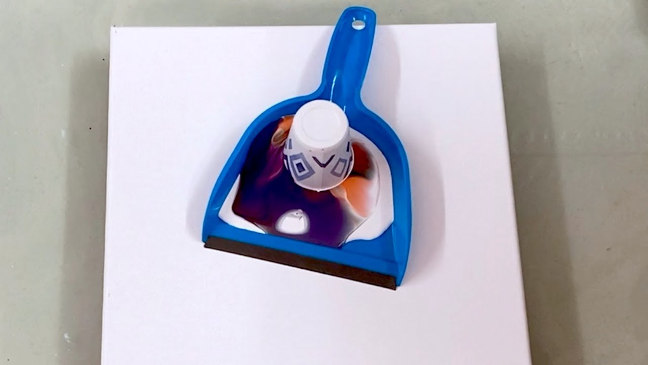 Flip cup w/dustpan, cloud pearl pour transfer Experimental acrylic pour Abstract pour painting ASMR