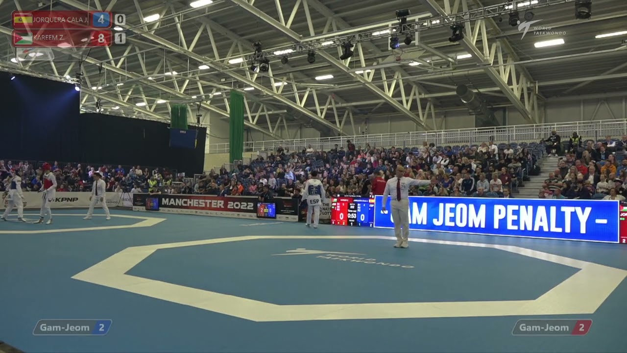 222 QF M-68kg 🔵 JORQUERA CALA Joan ESP vs 🔴 KAREEM Zaid JOR I Manchester 2022 World Taekwondo GP