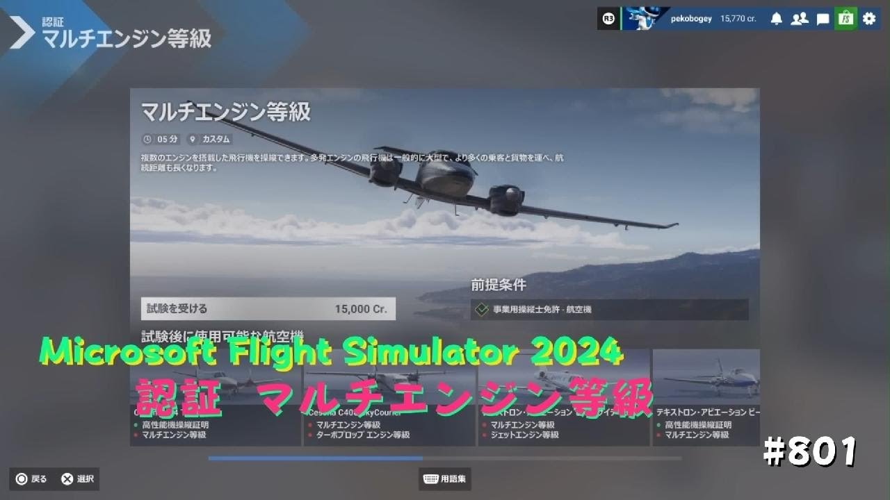 Microsoft Flight Simulator 2024   #801  認証   マルチエンジン等級