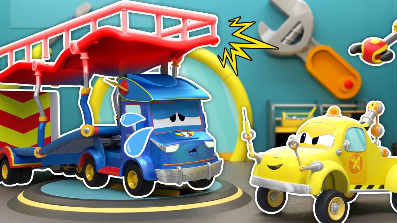 Super Autotransporter braucht eine neue PLATTFORM! | Einsatzwagen für Kinder | Autowerkstatt