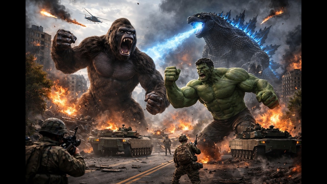 Kong & Hulk vs World’s Most Powerful Army – Godzilla’s Epic Final Rescue