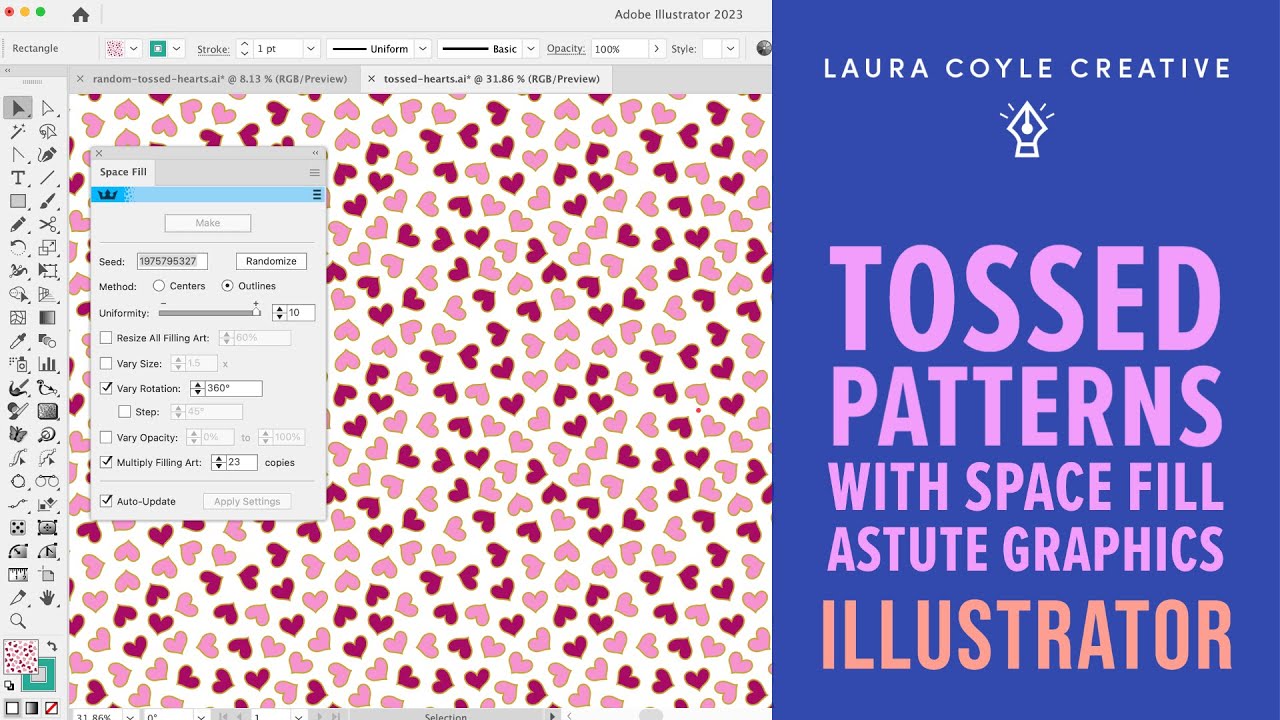 Making Tossed Repeats in Illustrator with Space Fill by Astute Graphics (plus a hack!)