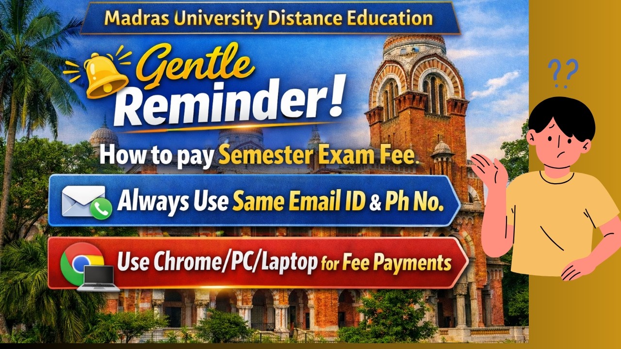 How to PAY Semester Exam fee, Madras University #ideunom #semfee #ondway2