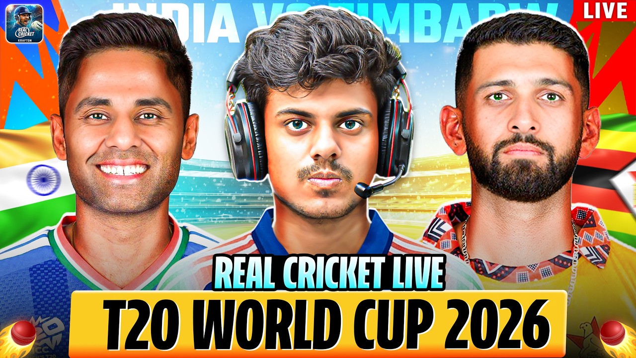 LIVE : India Vs Zimbabwe🏆| T20 World Cup 2026 Super 8 In Real Cricket #shortslive #realcricket