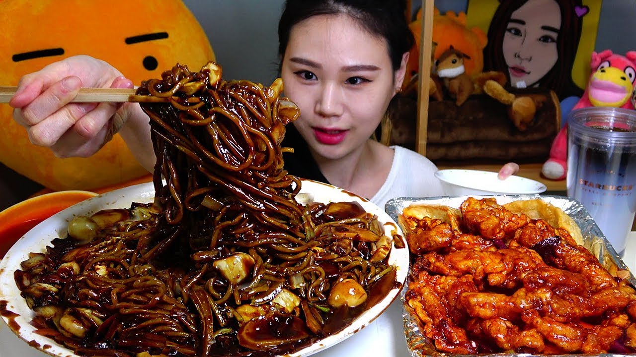쟁반짜장에 매운탕수육 밥도 소심하게 먹방 Mukbang