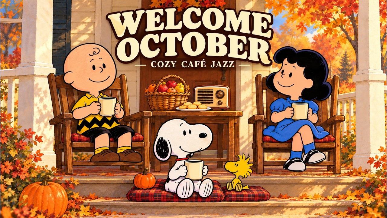 Welcome October with Snoopy 🍂 Cozy Autumn Caf&eacute; Jazz for Work & Focus