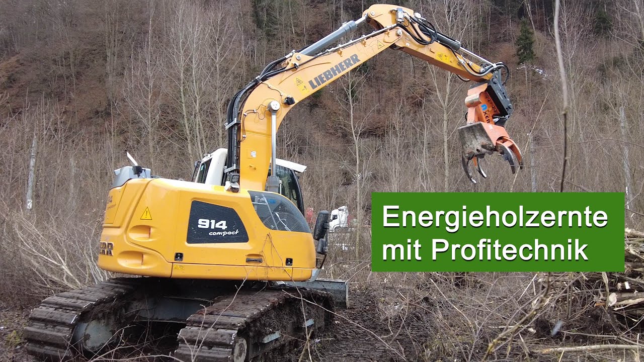 LU-DENGG: Energieholzernte mit Liebherr R914C Bagger, Oilquick, Axer, Hultdins, Forstarbeit,