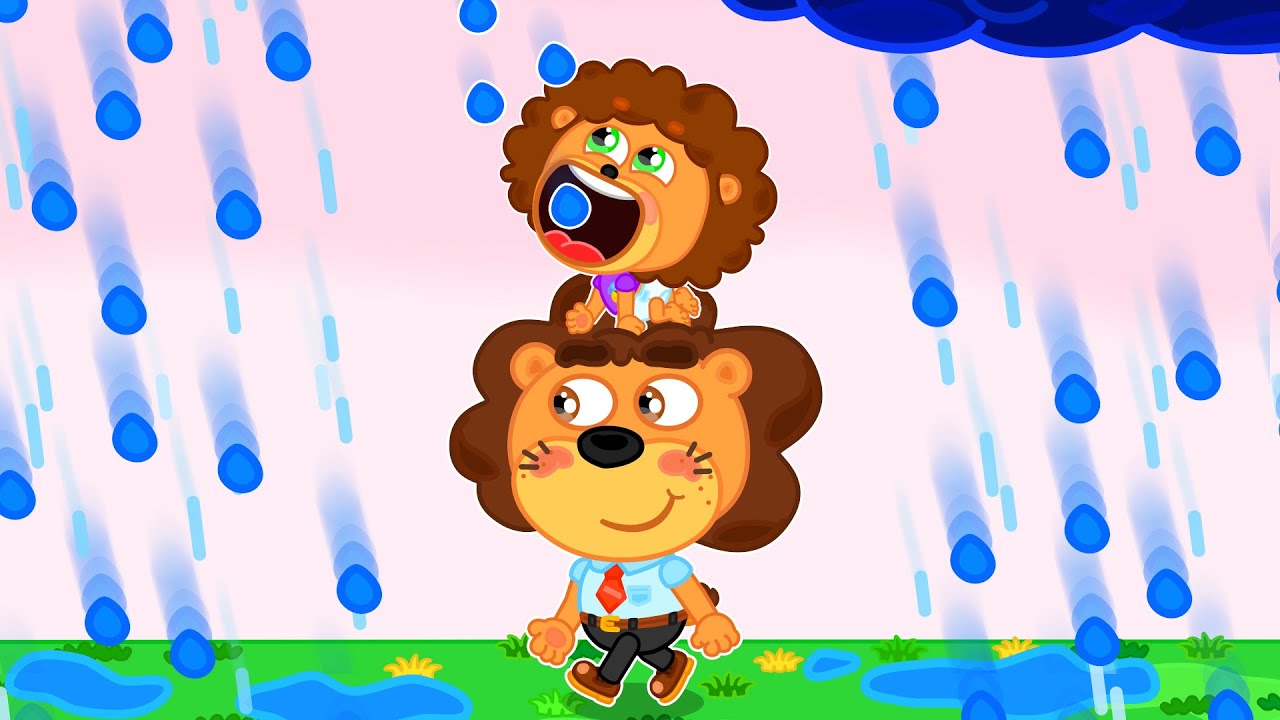 Peque&ntilde;o Leon | Atrapando la lluvia con la boca | Dibujos animados | Video Para Ni&ntilde;os