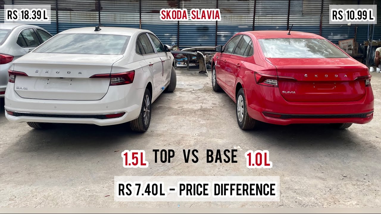 New Skoda Slavia 1.5L Top vs Base 1.0L 🔥 Rs 7.40 L - Price Difference 😮 | Skoda Slavia Style 2022