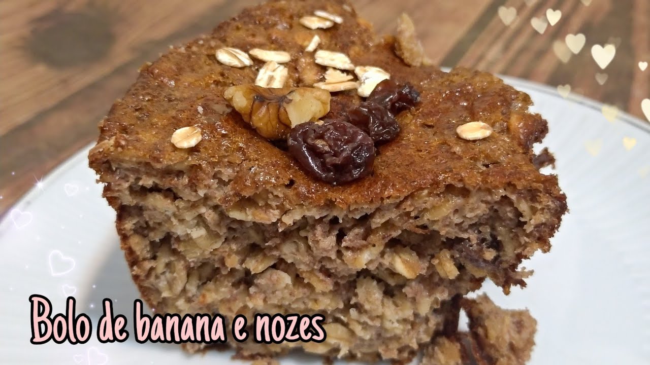 Bolo de banana e nozes fácil e rápido saudável