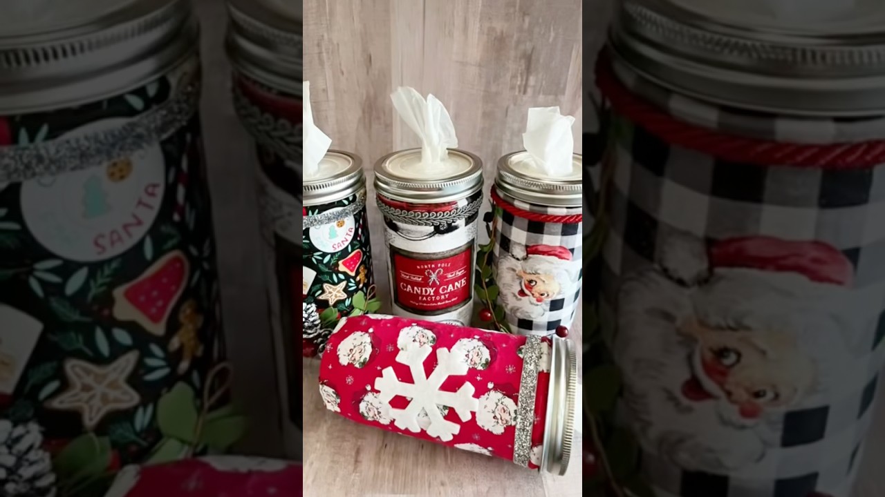 Диспенсеры для салфеток в банках Mason! Подарки своими руками 🎄#handmade #christmas #modpodge #cr...