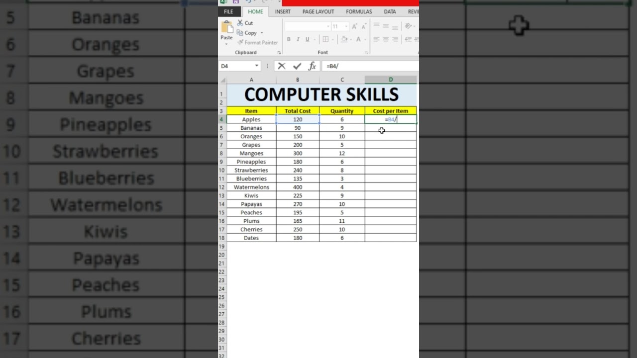 How to Use Division Formula in Excel