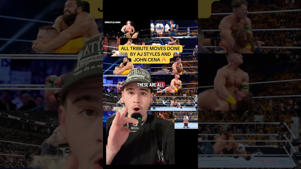 ALL TRIBUTE MOVES DONEBY AJ STYLES ANDJOHN CENA 🔥&nbsp;#johncena #ajstyles #crownjewel #braywyatt