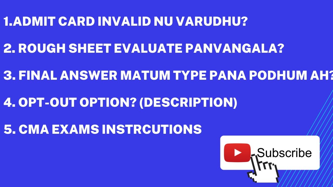Admit card invalid nu varudhu|Rough sheet evaluate panuvangala?|final ans matum type pana podhum ah?