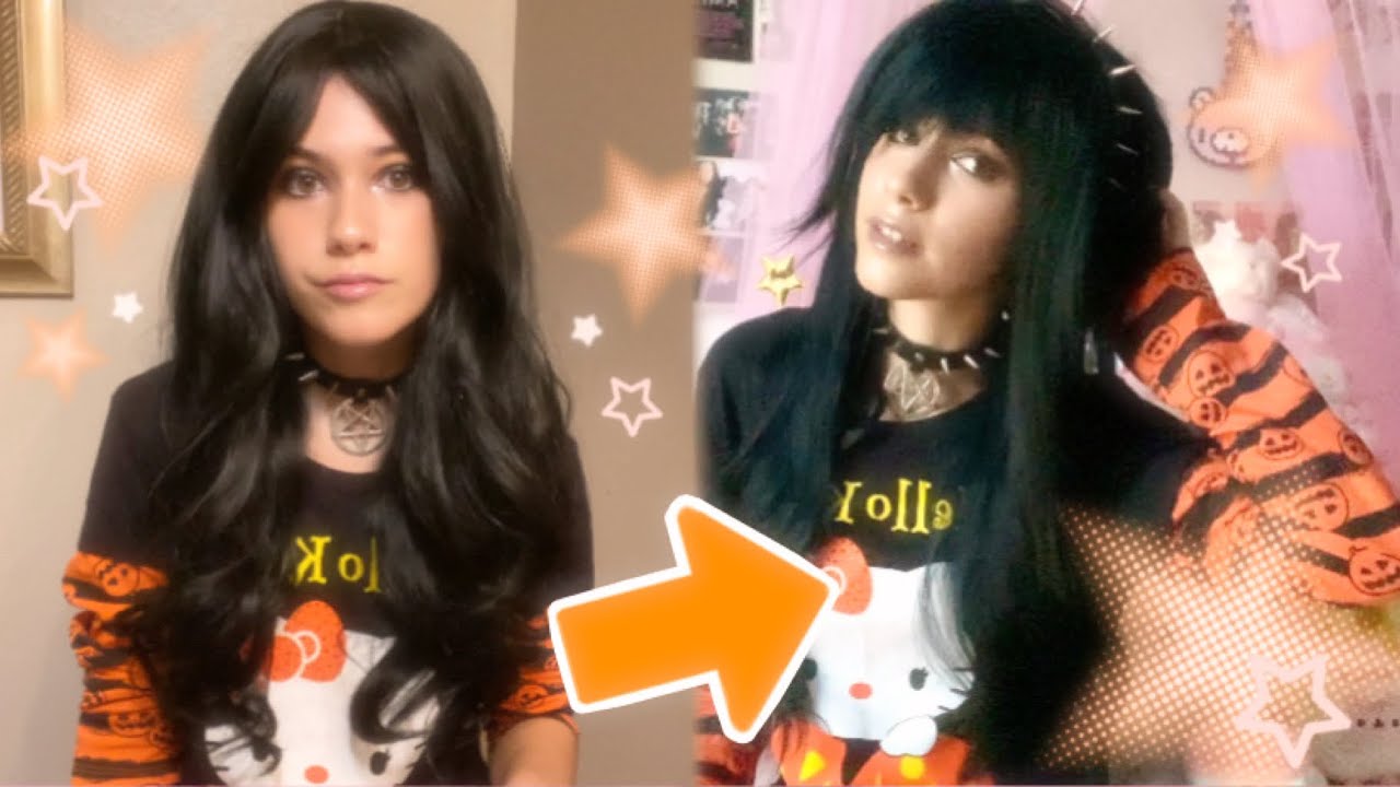 Turning a $10 Aliexpress wig into a emo wig! ☆ﾟ.*･｡ﾟ Cutting & styling emo hair ✂️