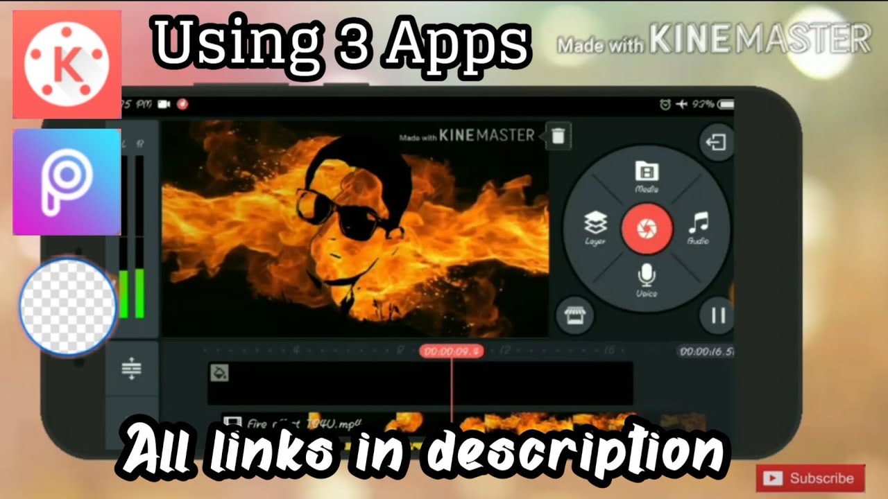 How to make fire effect whatsapp status on mobile | with PicsArt , background eraser & Kinemaster