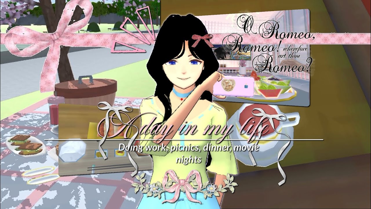 🌷🫧 .: 𓍢ִ A DAY IN MY LIFE ; DO MY WORK💻, GO TO PICNIC 🪵🧺 || SAKURA SCHOOL SIMULATOR