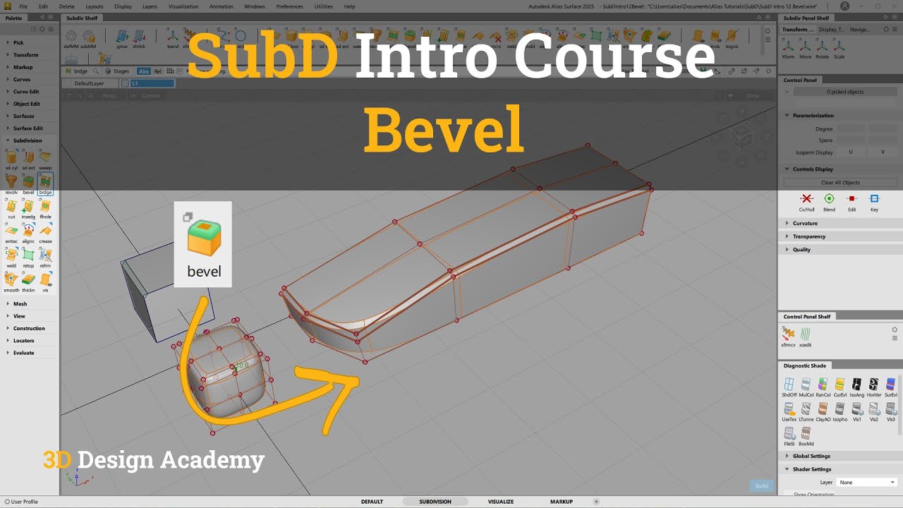 Учебные пособия по Autodesk Alias, Введение в SubD 12 — Скос
