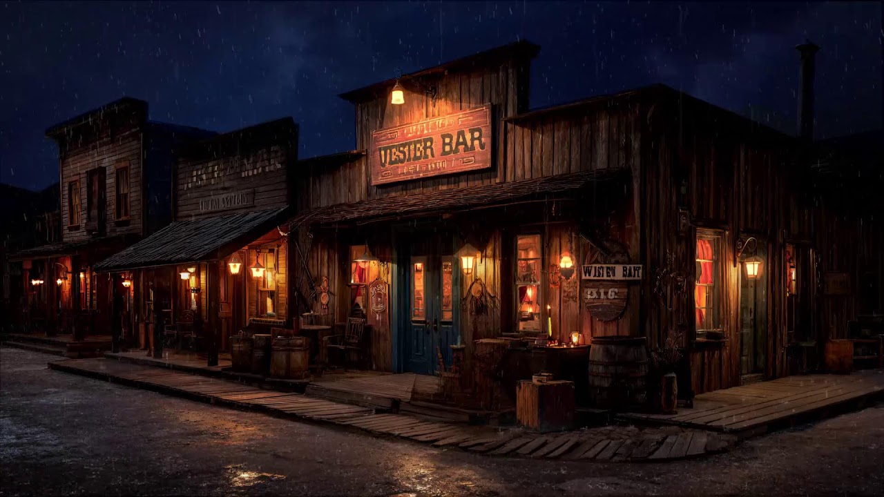 Warm Lights In The Rain • Quiet Western Lofi Night
