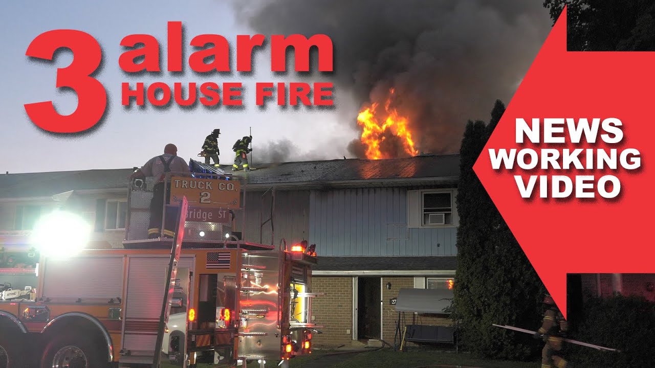 Firefighters battle this 3 alarm house fire in Hanover Township, Lehigh County Pennsylvania