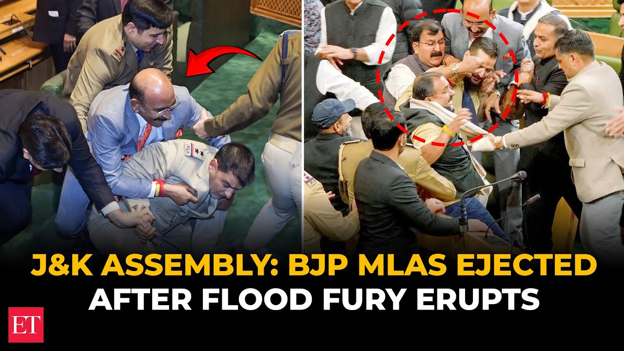 Drama in J&K assembly: 3 BJP MLAs dragged out after fierce protest over flood debate demand