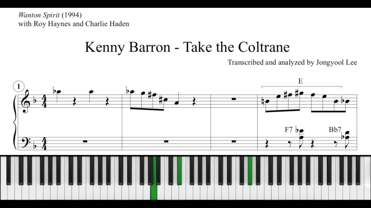 Kenny Barron - Take the Coltrane (Jazz Piano Transcription & Analysis) 재즈 피아노 악보 분석