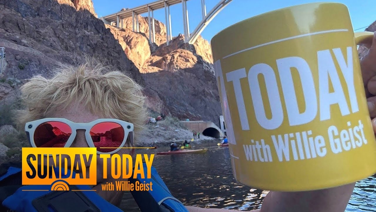 TODAY Fan Kayaks at Hoover Dam With Sunday Mug in Hand!