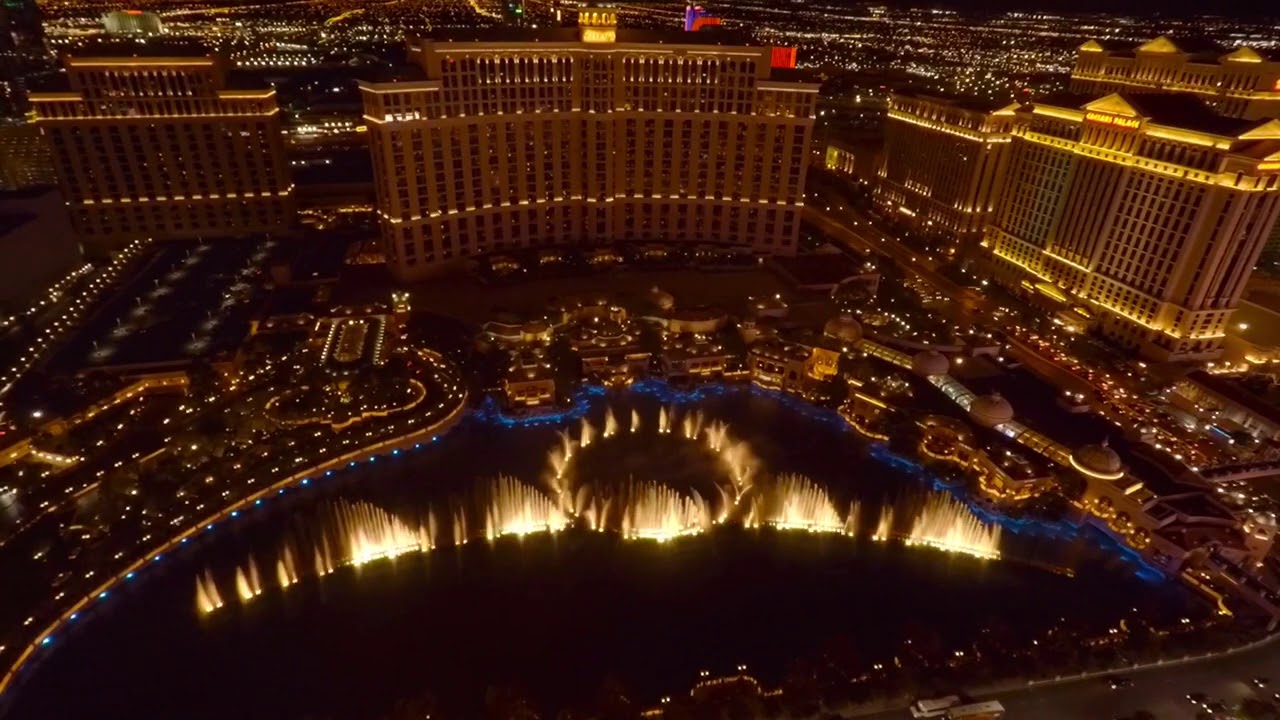 The Bellagio Fountain Show - from the top of The Eiffel Tower!
