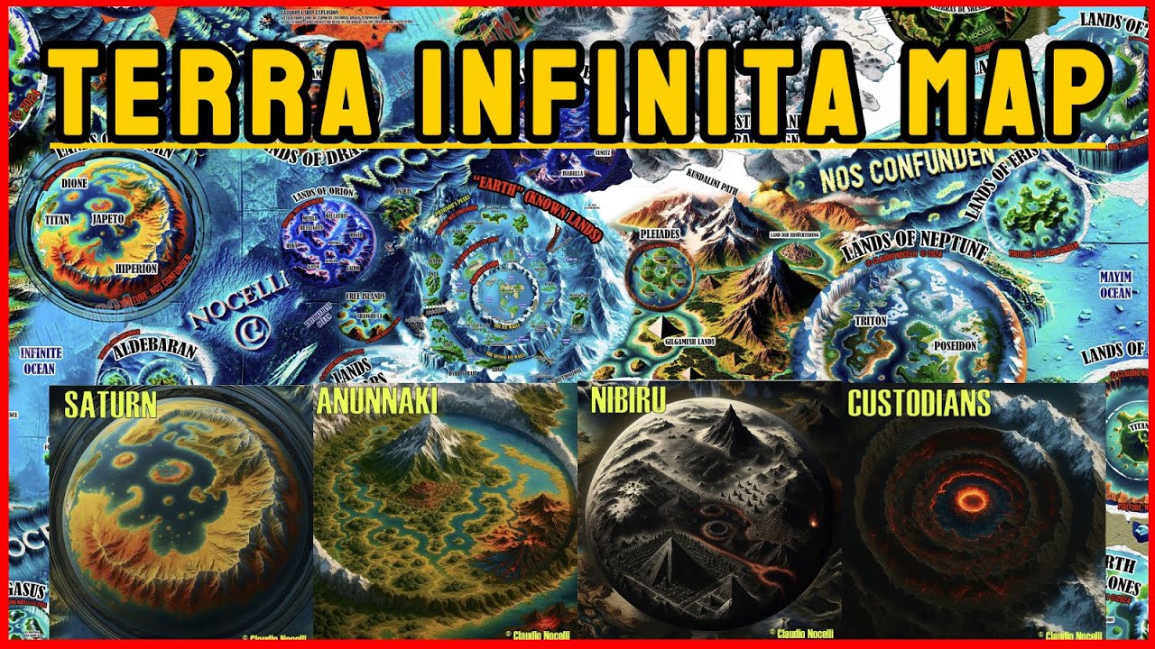 Terra Infinita MAP: The Illustrated Edition, Known Lands - Pleiades - Anunnaki - Custodians - Saturn