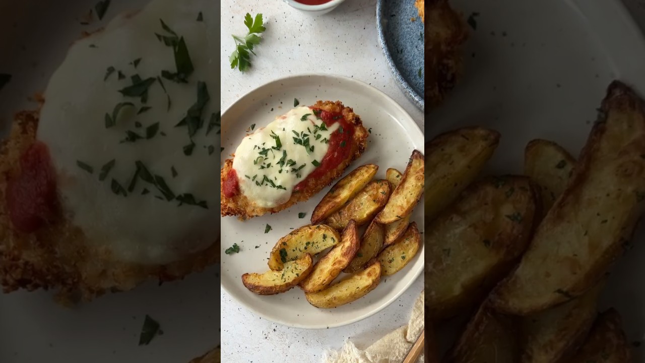 Kurczak parmigiana z czosnkowymi ziemniaczkami | Airfryer Tefal Dual Easy Fry & Grill EY905D