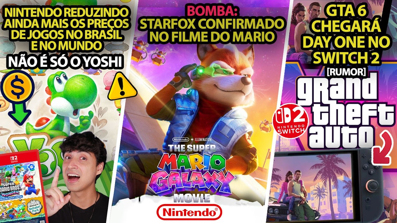 Nintendo reduzindo AINDA MAIS pre&ccedil;os de jogos no Brasil e MUNDO! | Novo Starfox? | GTA VI Switch 2?