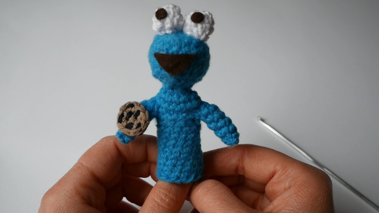 Krümelmonster Fingerpuppe,  häkeln lernen