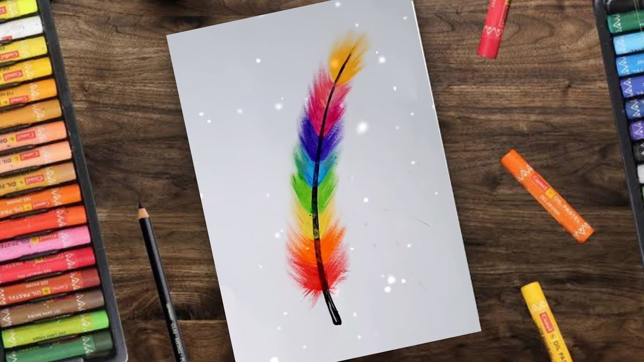 Easy Feather Art | Oil Pastel Drawing For beginners