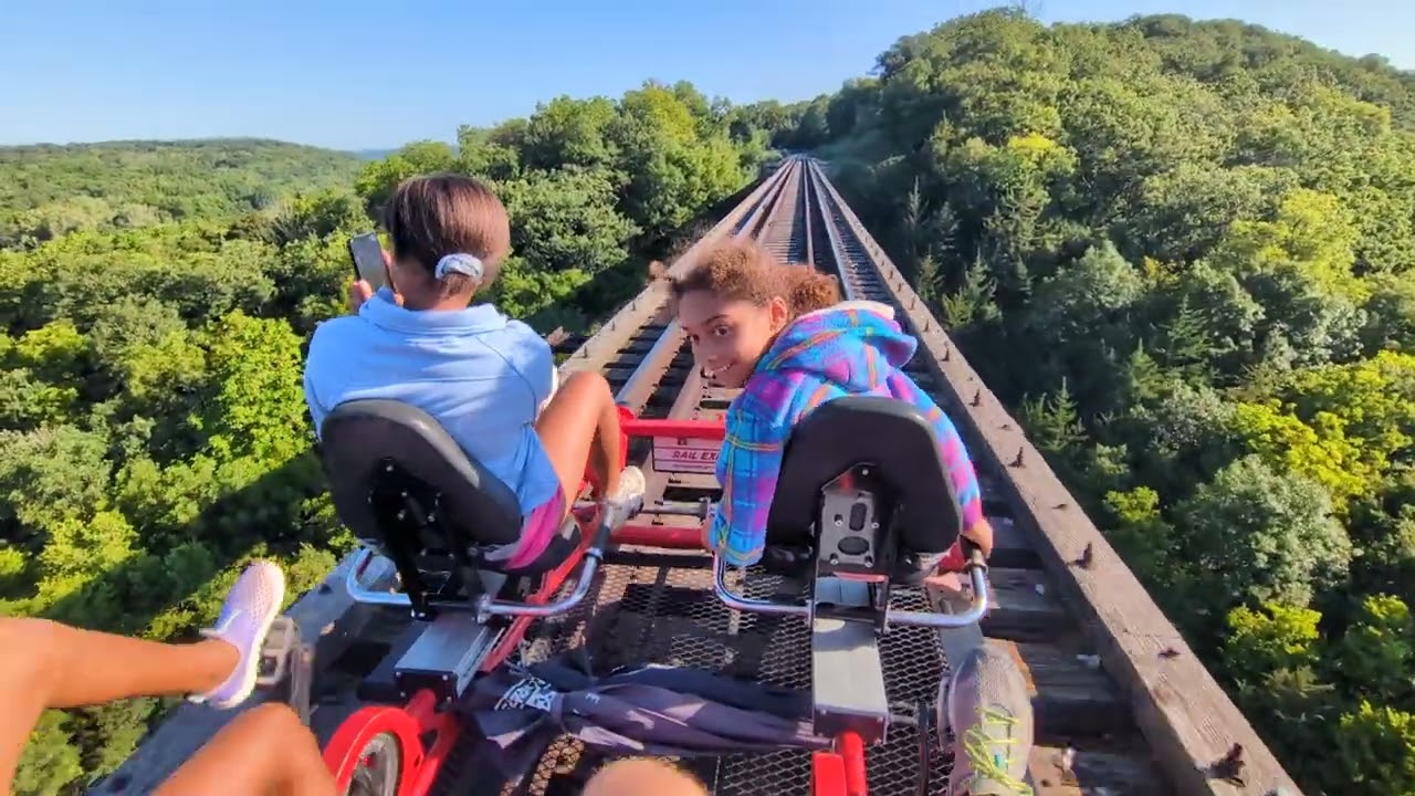 Boone, Iowa RR pedal car's big elevated Bridge on the way out! 🌉