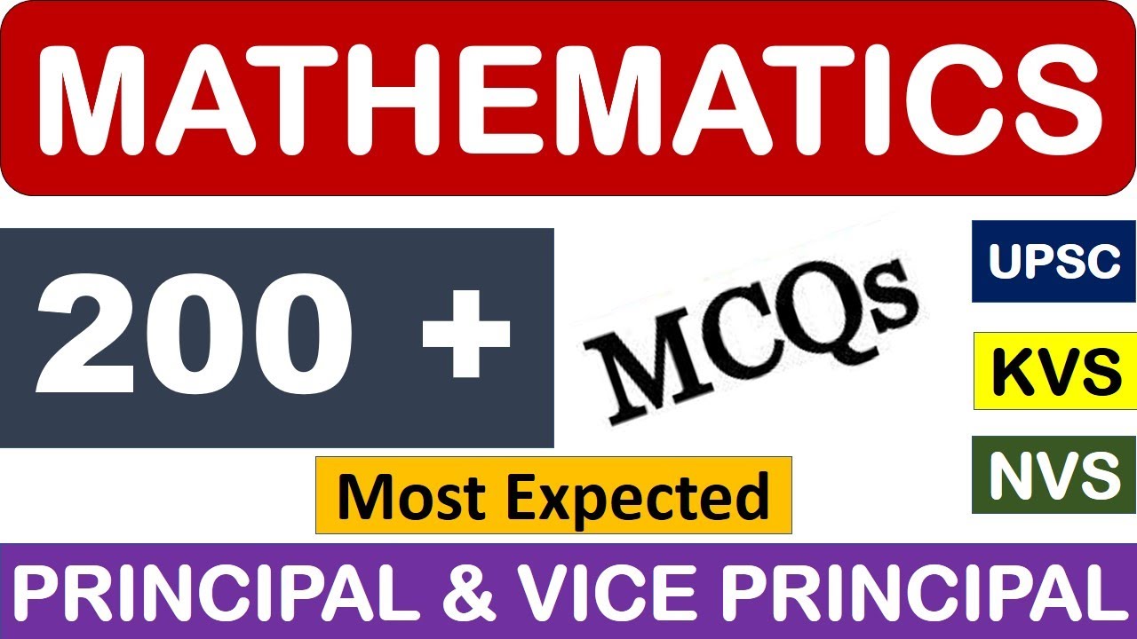 MATHEMATICS MCQ - Principal & Vice Principal - UPSC, NVS, KVS, EMRS - STUDY PORTAL ACADEMY !!